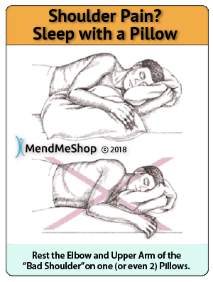 Reduce shoulder bursitis pain at night by using a pillow