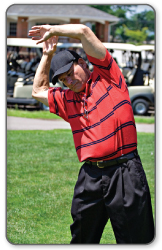 golfer warming up shoulder tendon